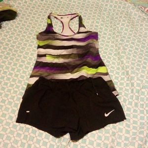 Nike black small shorts and xersion small top